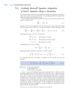 6.6 Unsteady Bernoulli Equation: Integration of Euler`s