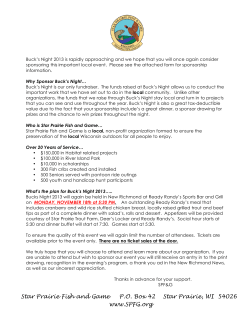 Buck`s Night Sponsor Letter - Star Prairie Fish and Game