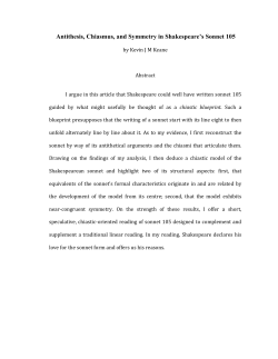 Antithesis, Chiasmus, and Symmetry in Shakespeare`s Sonnet 105