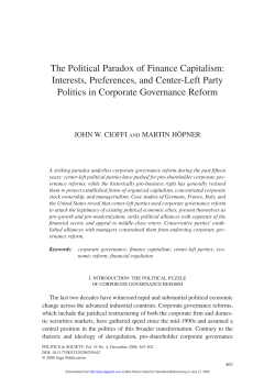 The Political Paradox of Finance Capitalism: Interests, Preferences