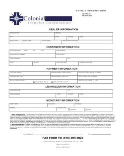DEALER INFORMATION CUSTOMER INFORMATION PAYMENT