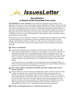 - Issuesletter: Securitization: In Search of the Proverbial Free Lunch