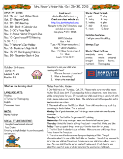 Mrs. Kinder`s Kinder Kids &ndash;Oct. 26