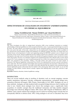 effectiveness of analogies on students` understanding of chemical