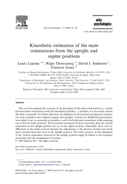 Kinesthetic estimation of the main orientations from the upright and