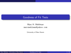 Goodness of Fit Tests - University of New Haven