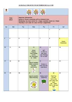 ALMANAC FOR JUNE TO OCTOBER 2012 Gr I-VIII