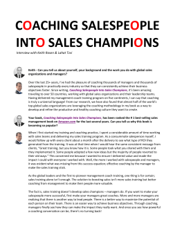 COACHING SALESPEOPLE INTO SALES CHAMPIONS