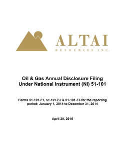 Oil and Gas Annual Disclosure (NI51-101) - 2014