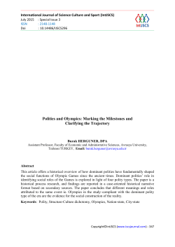 Polities and Olympics: Marking the Milestones and Clarifying the