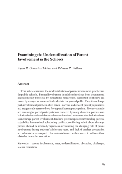Examining the Underutilization of Parent Involvement in