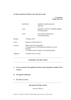 IN THE COURT OF APPEAL OF NEW ZEALAND CA716/2014 [2016