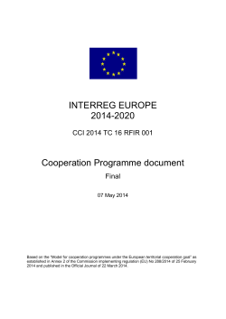 INTERREG EUROPE 2014-2020 Cooperation Programme document