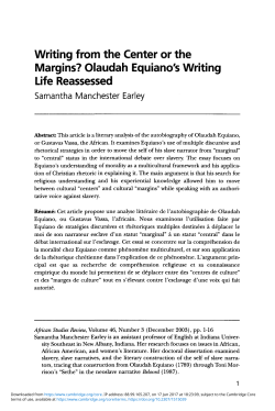Olaudah Equiano`s Writing Life Reassessed