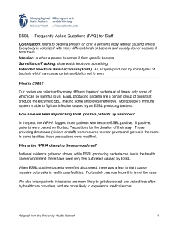 ESBL &mdash;Frequently Asked Questions (FAQ) for Staff