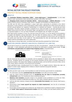 retail sector tax policy position - Shopping Centre Council of Australia
