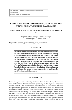 A study on the water pollution of Kayalpattinam area, Tuticorin