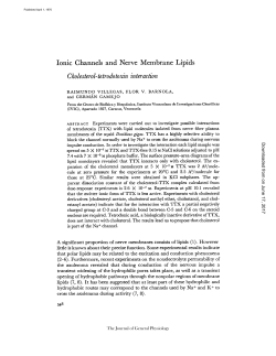 Ionic Channels and Nerve Membrane Lipids Cholesterol