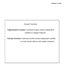 Circular Functions Trigonometric Function: A periodic function