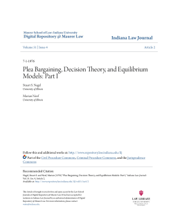 Plea Bargaining, Decision Theory, and Equilibrium Models: Part I