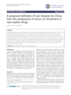 A proposed definition of rare diseases for China: from the