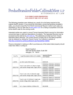 TAX FORECLOSED PROPERTIES LOCATED IN THE CITY OF