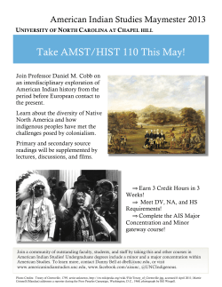 Take AMST/HIST 110 This May! - American Indian and Indigenous