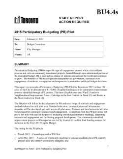 2015 Participatory Budgeting (PB) Pilot