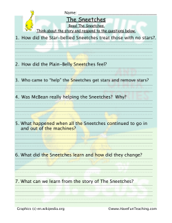 Page 1 The Sneetches Read The Sneetches. Think about the story
