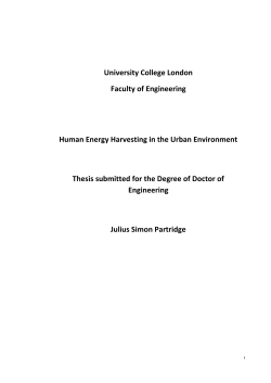University College London Faculty of Engineering Human Energy