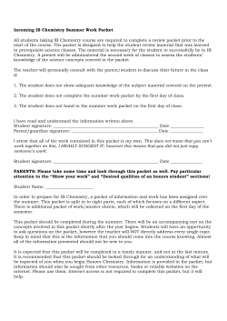 Incoming IB Chemistry Summer Work Packet All students taking IB