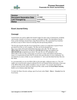 Process Document Version Document Generation Date Last