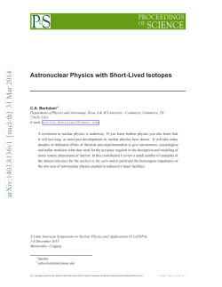 Astronuclear Physics with Short