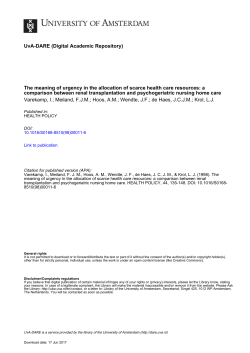 The meaning of urgency in the allocation of scarce - UvA-DARE