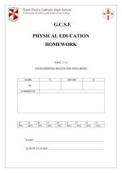 Revision Plan - Saint Paul`s Catholic High School