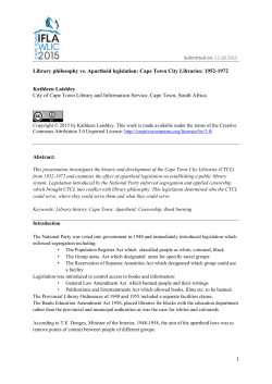 Library philosophy vs. Apartheid legislation: Cape