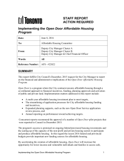 Implementing the Open Door Affordable Housing