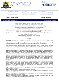 Newsletter W1 06022014 - St Aloysius Catholic College