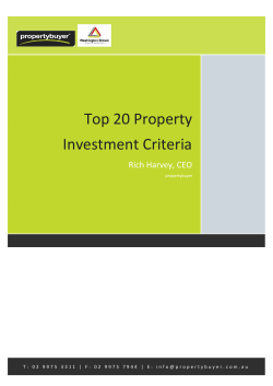 Top 20 Property Investment Criteria