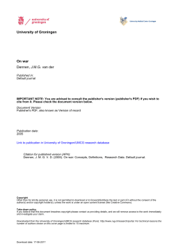 University of Groningen On war Dennen, JMG van der