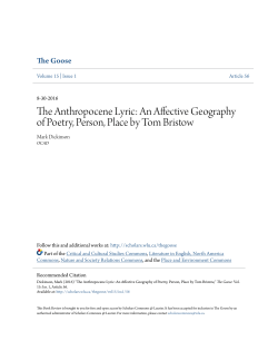 The Anthropocene Lyric: An Affective Geography of Poetry, Person