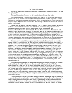 The Virtue of Character Why do we need codes of ethics or their