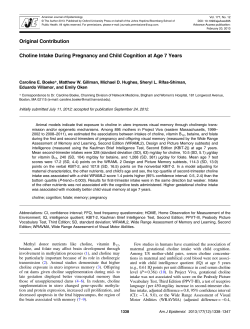 Choline Intake During Pregnancy and Child Cognition at Age 7 Years