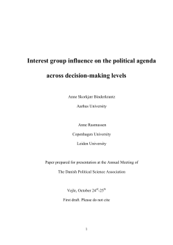 Interest group influence on the political agenda across decision