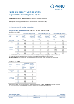 Migration data BLUESEAL ® compound E