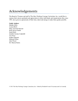 Acknowledgements - The Max Warburg Courage Curriculum