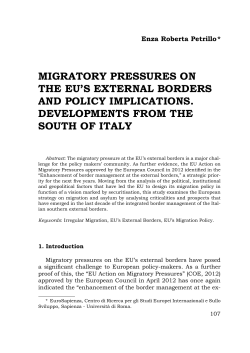 MIGRATORY PRESSURES ON THE EU`S EXTERNAL BORDERS