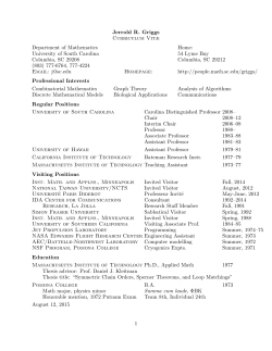 Curriculum Vitae - University of South Carolina