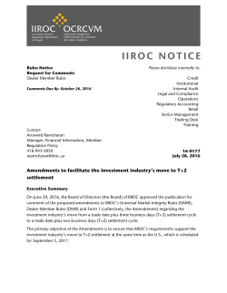 Amendments to facilitate the investment industry`s move to T