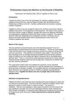 Parliamentary Inquiry into Abortion on the Grounds of Disability